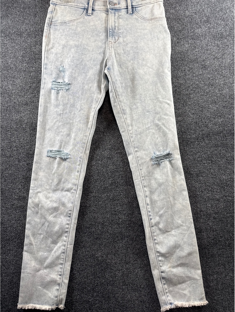 Old Navy Rockstar Jeans Womens 16 Light Wash Distressed Skinny Raw Hem Denim